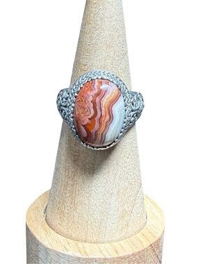 Sterling Sarda Ring Laguna Lace Banded Agate